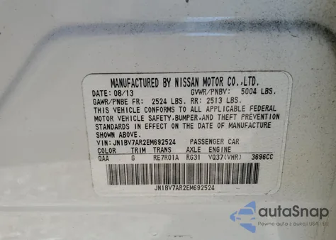 2014 Infiniti Q50 Base from USA, damaged, VIN JN1BV7AR2EM692524